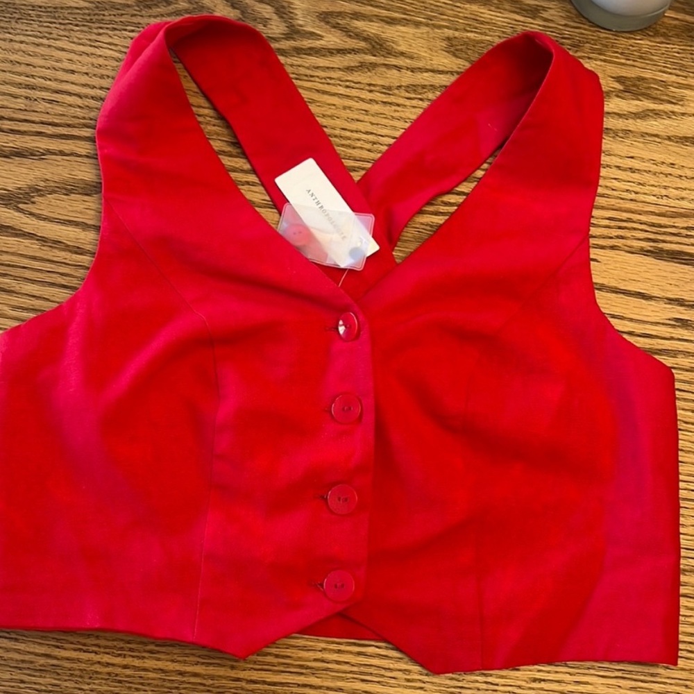 MARE MARE X ANTHROPOLOGIE RED VEST SUMMER VIBES - Picture 11 of 11